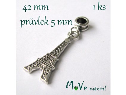 Kovový přívěk s šir. průvlekem 1kus, Eiffelovka