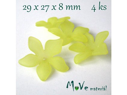 Akrylový květ 29x27x8mm, 4ks, žlutý