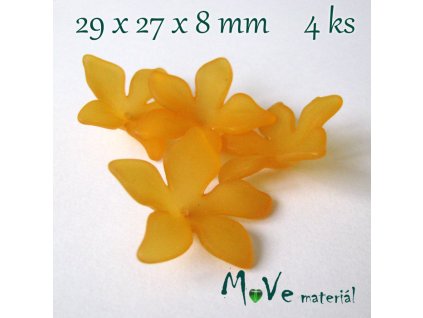 Akrylový květ 29x27x8mm, 4ks, oranžový