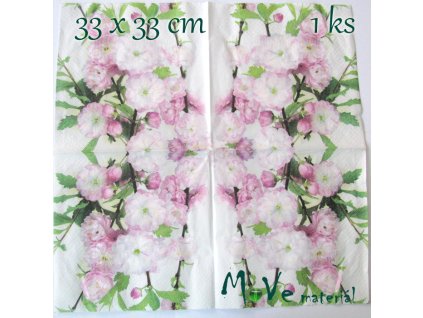 Ubrousek na decoupage 33 x 33cm 1ks, květy