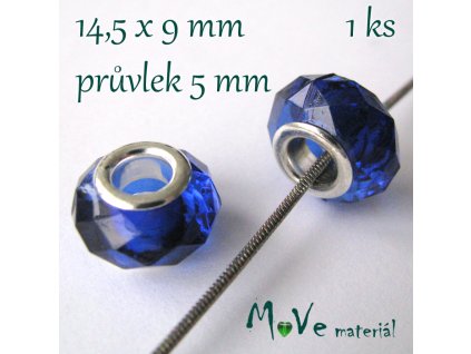 Korálek s šir.průvlekem plast 1kus, modrý