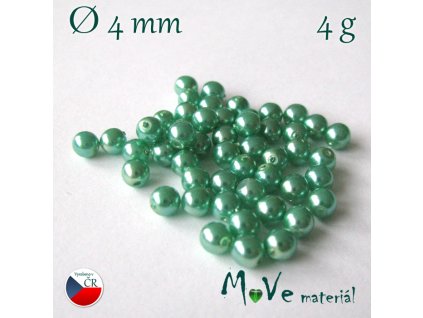 České voskové perle zelené 4mm, 4g