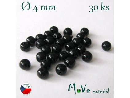 České voskové perle černé 4mm, 30ks