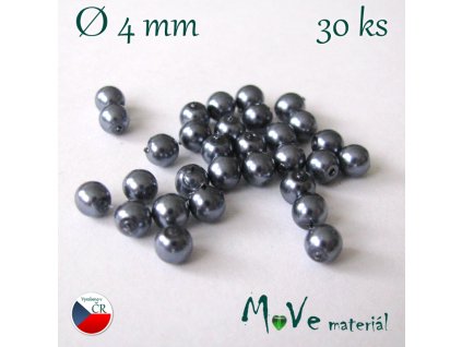 České voskové perle šedé 4mm, 30ks