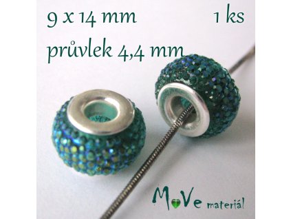 Korálek s šir.průvlekem pryskyřičný/1kus, tyrkysový