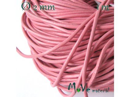 Kulatá přírodní kůže 2mm/1m, stř. růžová