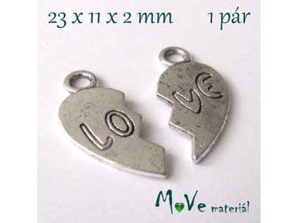 Přívěsek LOVE 23x11x2mm, 1pár, starostříbro