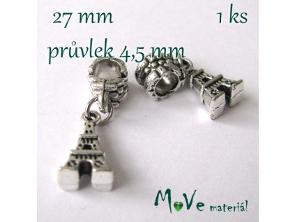 Kovový přívěk s šir. průvlekem 1kus, EifFelovka