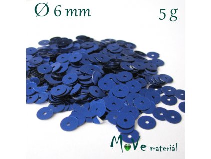 Flitry hladké 6mm, 5g, modré