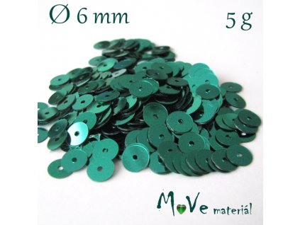 Flitry hladké 6mm, 5g, zelené