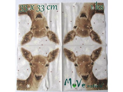 Ubrousek na decoupage 33 x 33cm 1ks, srnka
