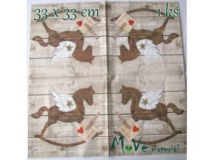 Ubrousek na decoupage 33 x 33cm 1ks, kůň