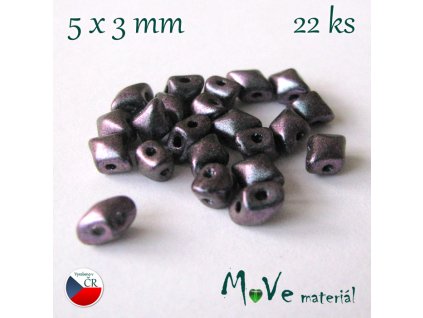 České korálky - Dvoudírkové KOSOČTVERCE 5x3mm, 22ks, modrofialové