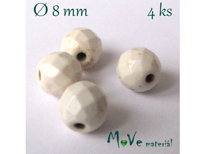 Broušený syntetický howlit 8mm/4ks, béžový