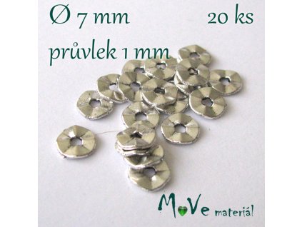 Kovový mezikus - placička, 20kusů, starostříbrná