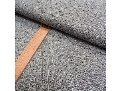 Bavlněné plátno - černá, bílá trojúhelníky - šíře 150cm/1bm