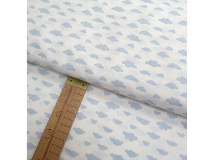 Bavlněné plátno - Mráčky modré na bílé  - šíře 150cm/1bm