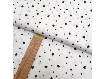 Bavlněné plátno - Hvězdy černé na bílé - šíře 150cm/1bm