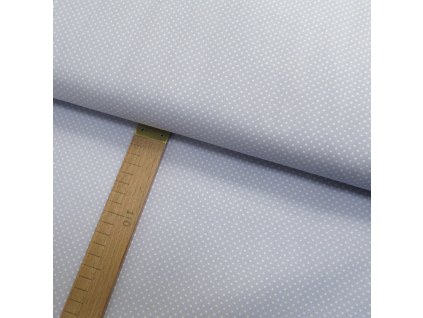 Bavlněné plátno - Puntík bílý na světle modro-šedé - šíře 150cm/1bm