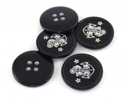 Knoflík dvoudírkový - kotva modročerná - 32" - 20,32mm