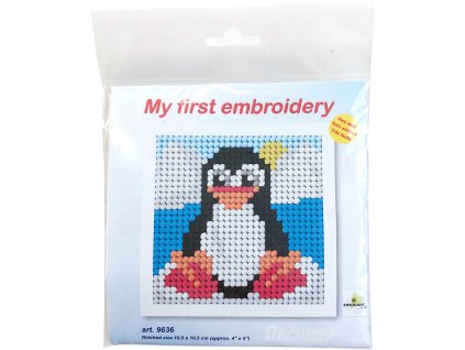 Moje první vyšívání - 10,5x10,5cm - Tučňák