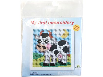 Moje první vyšívání - 10,5x10,5cm - Kravička