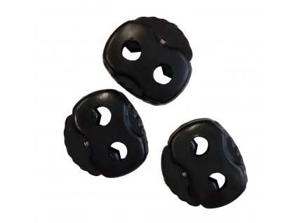 Plastová brzdička dvoudírková 20x20mm, černá