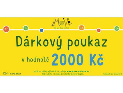DÁRKOVÝ POUKAZ 2000 KČ  - E-SHOP - zasílaný na e-mail