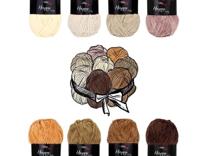 Sada "dortík" - 8 barev příze Happy baby "01 Oříšková"