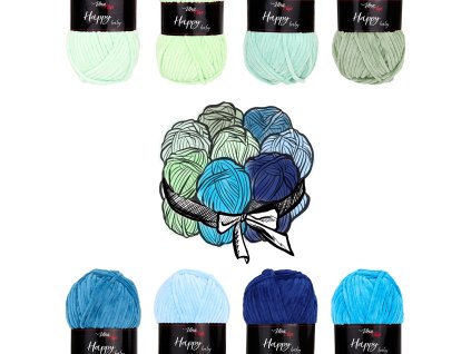 Sada "dortík" - 8 barev příze Happy baby "04 Aqua"