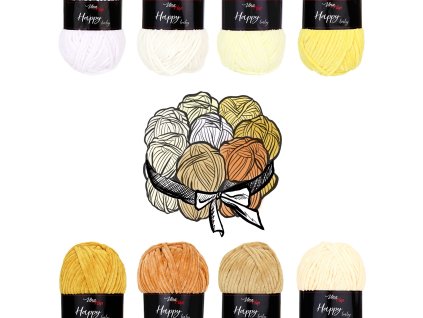 Sada "dortík" - 8 barev příze Happy baby "07 Slunečná"