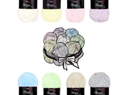 Sada "dortík" - 8 barev příze Happy baby "10 Pastelová"