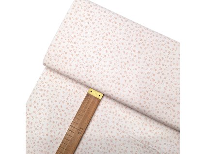 Bavlněné plátno - Meruňkové květiny na bílé - šíře 150cm/1bm