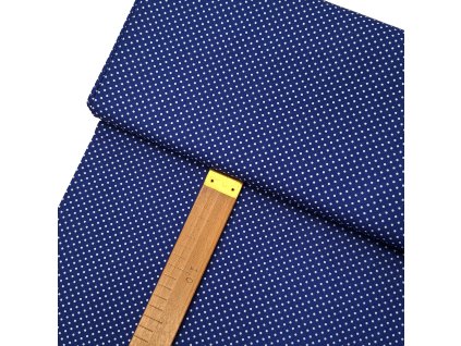 Bavlněné plátno - Puntík na středně modré - šíře 150cm/1bm