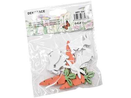 Dřevěný výsek zajíček s mrkví - 12 ks