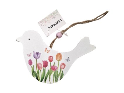 Dřevěný ozdoba ptáček - 1 ks