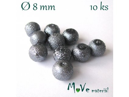 Voskové perle "Zigana" 8mm, 10ks, tm. šedá