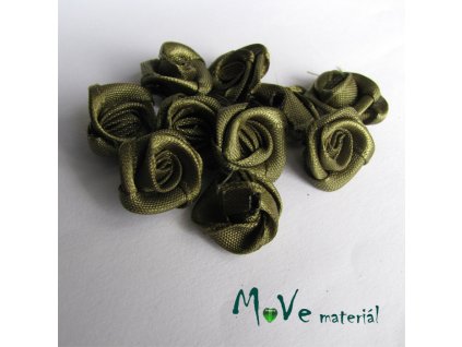 Růžička saténová khaki 15mm, 10kusů
