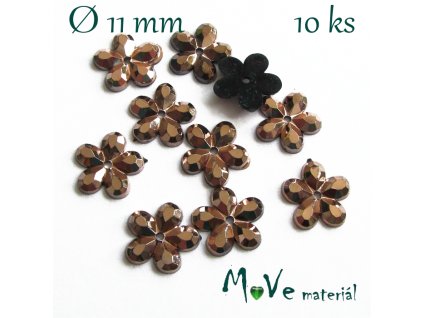 Květina plast 11mm našívací 10 ks hnědá