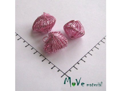 Přívěsek 20x22mm drátované srdce sv. růžové 1ks