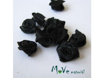 Růžička saténová černá 12mm, 10kusy