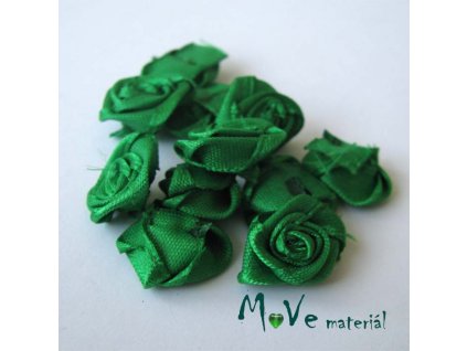 Růžička saténová zelená 15mm, 10kusů