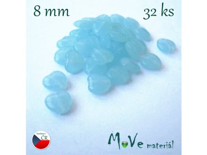 Česká skleněná sv. modrá srdíčka 8x8mm 32ks