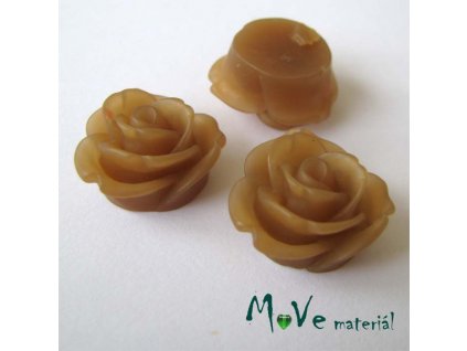 Kabošon květ průsvitný A2 - resin - 2ks, hnědá