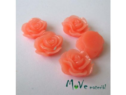 Kabošon květ lesklý A3 - resin - 2ks, tm. lososová