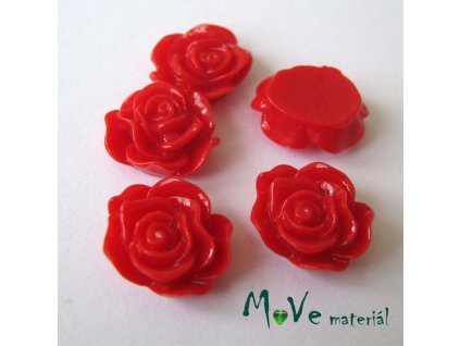 Kabošon květ lesklý A3 - resin - 2ks, červená