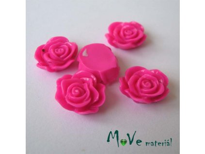 Kabošon květ lesklý A3 - resin - 2ks, tm. růžová