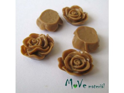 Kabošon květ lesklý A3 - resin - 2ks, sv. hnědá
