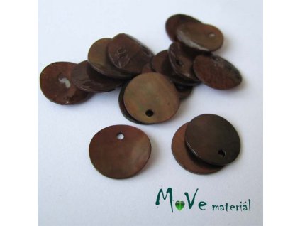 Perleťové penízky 13mm, 10ks, hnědé