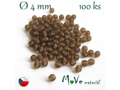 České skleněné hnědé kuličky 4mm 100 ks
